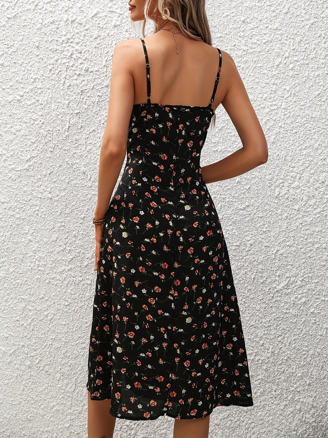 New Polka Dot Print Suspender Dress Summer Sexy Split Long Dresses For Womens Clothing - GLAMORIE
